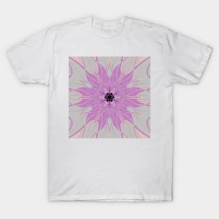 Cartoon Mandala Flower Pink and White T-Shirt